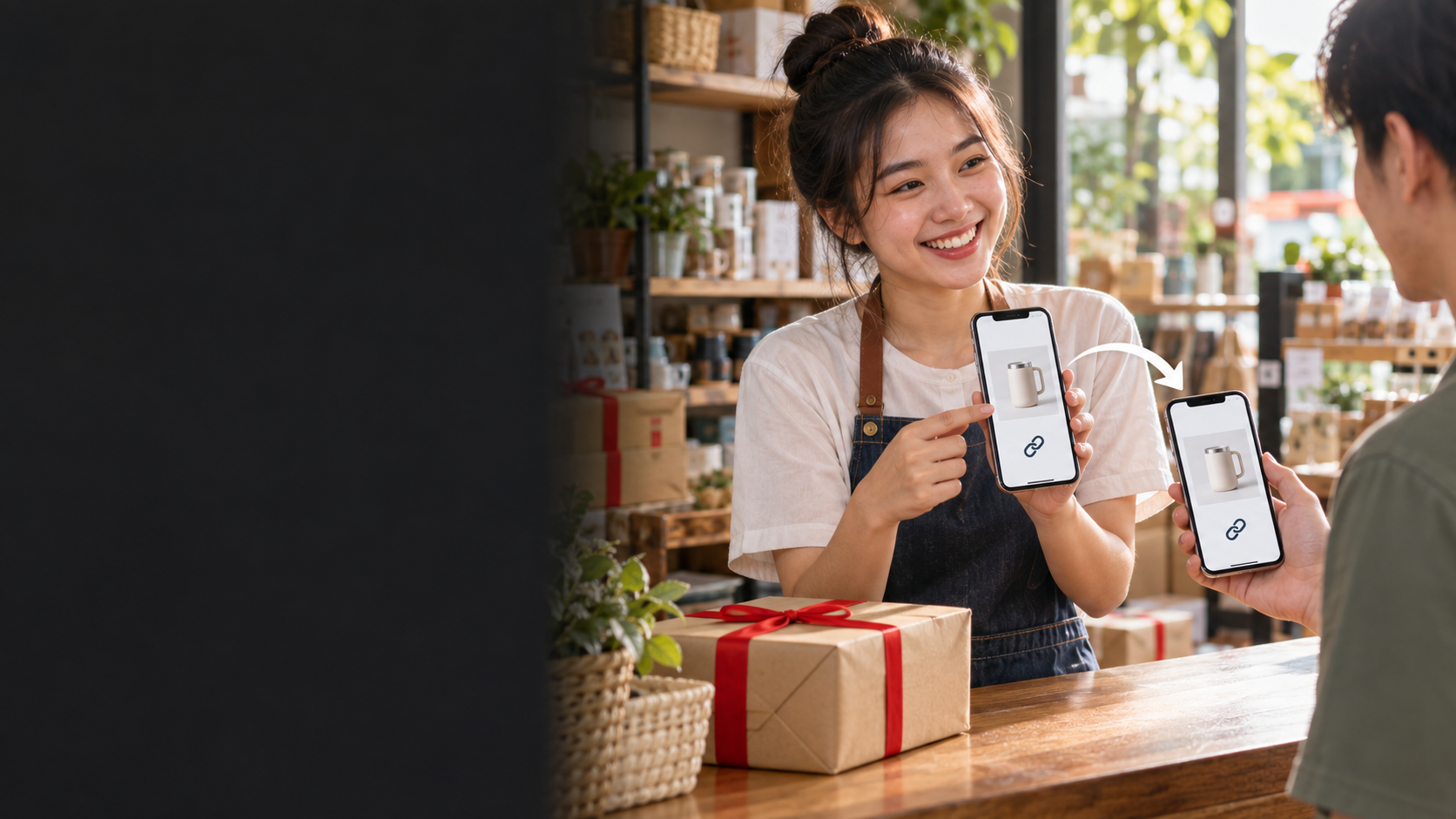 เจ้าของร้านแชร์ลิงก์แนะนำสินค้าผ่านโทรศัพท์ให้ลูกค้า